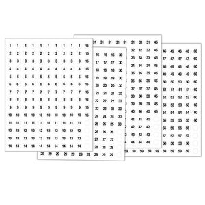 10x #1-#60 STICKERS NUMBERED Sequenziale Bianco-Tiny 1/2" Etichette Cerchio Consecutive.Matte Finish,Made In Usa,Numero adesivo,numero etichetta