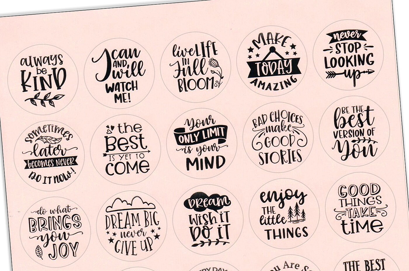 600 Pieces 1.5 Inch Positive Stickers Motivational Encouragement Quote  Label Stickers Handwritten Modern Artistic Inspirational Stickers for  Greeting