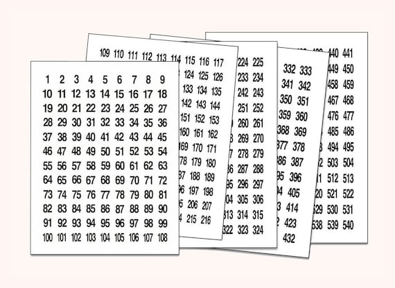 SQUARE NUMBERS 180 STICKERS Sequential, 1 Square Labels