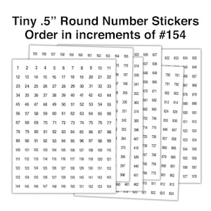 Stappen van 154-STICKER NUMMERS #1-#1078, Sequential White~Tiny 1/2"Circle Labels Opeenvolgende, Matte Finish, Number Stickers, witte stickers