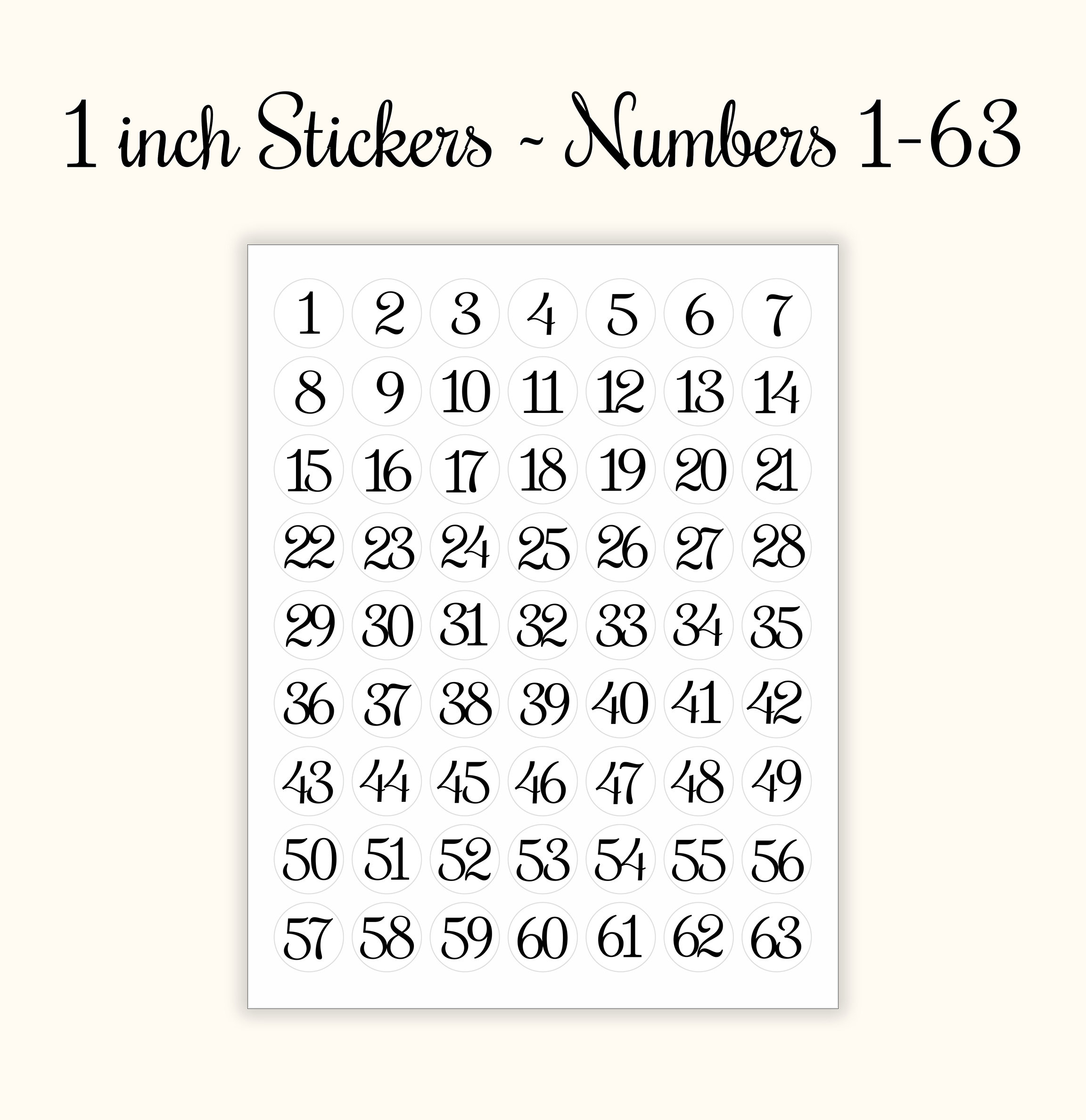 1 Inch Number Stickers