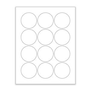 2-1/4&quot; Blank WHITE MATTE Round Circle Stickers for Inkjet & Laser Printers. Size: 8-1/2&quot;x11&quot; Standard Sheets,White Labels,BULK Stickers