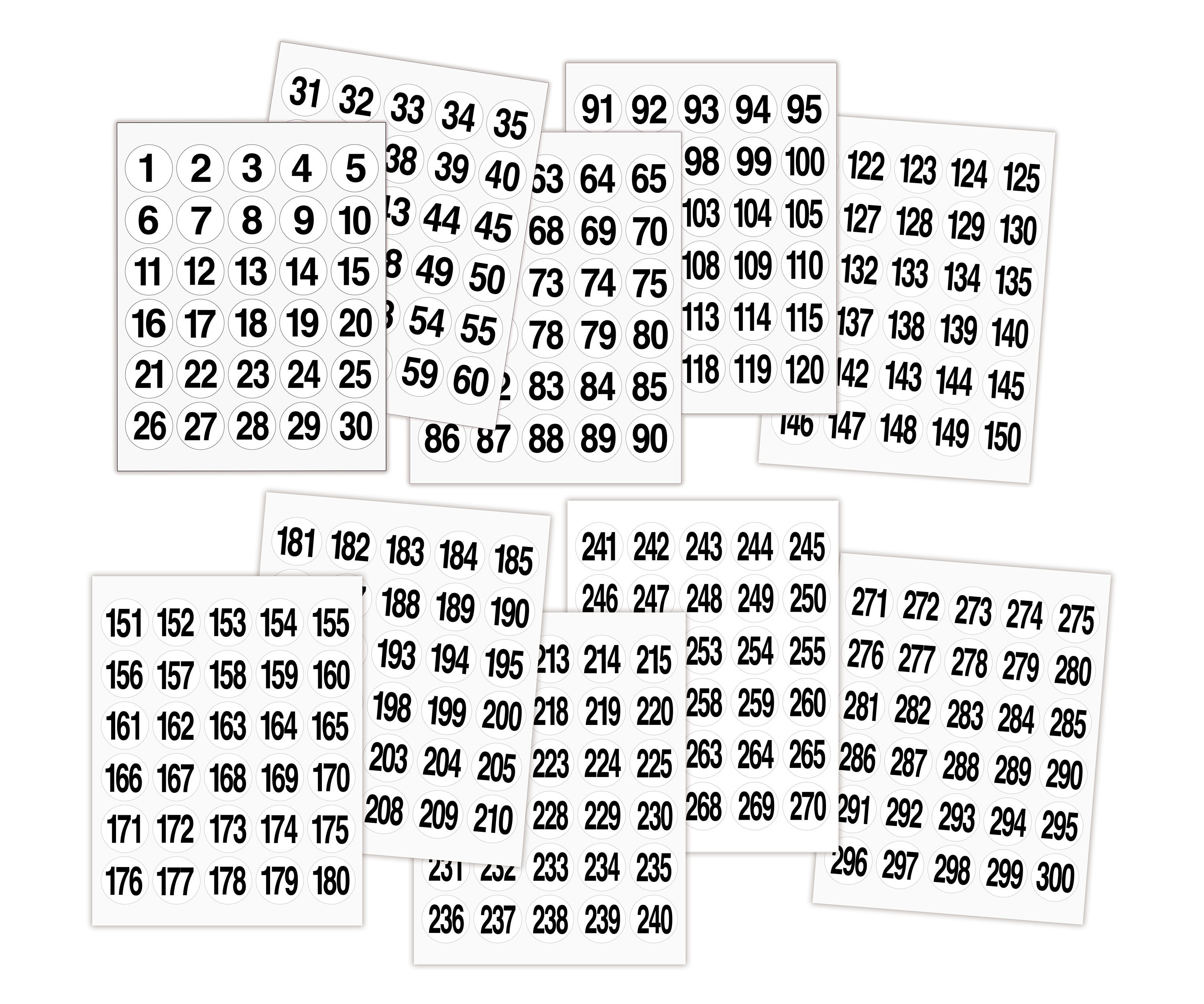 NUMBERS #1-#30 STICKERS Sequential, 1-1/2 Circle Labels Consecutive, Matte  Finish,Number Sticker,Self Adhesive Label,Peel and Stick