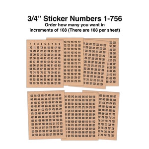NUMBERS #1-#756 STICKERS Sequential, 3/4&quot; Circle Labels Consecutive,Number Sticker,Adhesive Label,Peel and Stick,Adhesive stickers