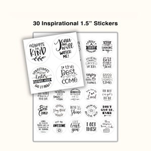 30 INSPIRUJĄCYCH 1,5-calowych naklejek, Inspirujące naklejki do planera, Inspirujące naklejki, Naklejki z cytatami, Naklejki motywacyjne, Naklejki do dziennika