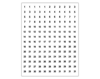5x STICKERS NUMBERED #1-#30 Sequential White~Tiny 1/2&quot; Circle Labels Consecutive.Matte Finish,Number sticker,Number label,Journal Numbers