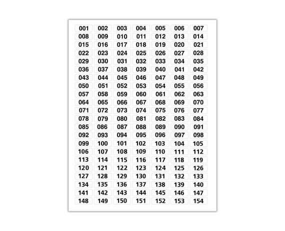 NUMBERS 12002 STICKERS 3/8x1 White Matte  Label,consecutive,sequential,organize,number Sticker,self Adhesive Label,small  Number Sticker 