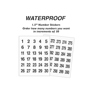 WATERPROOF #1-#300 STICKER NUMBERS Sequential, 1-1/2&quot; Circle Labels Consecutive,Adhesive Label,Peel and Stick,Adhesive stickers,Consecutive