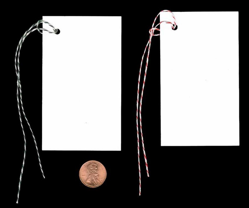 100 BLANK WHITE Hang Tags~Size 2-18x 3-58 /& Choice of String Colors NOT Strung.