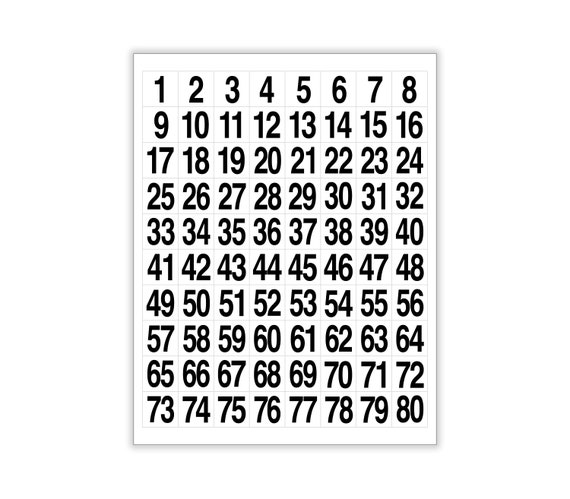 SQUARE NUMBERS 180 STICKERS Sequential, 1 Square Labels