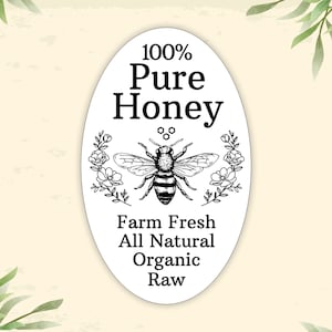Honingetiketten, honingpotetiketten, honingstickers, productetiketten, pure honingetiketten, voedseletiketten, ovale honingetiketten, boerderijverse etiketten, bijenetiketten