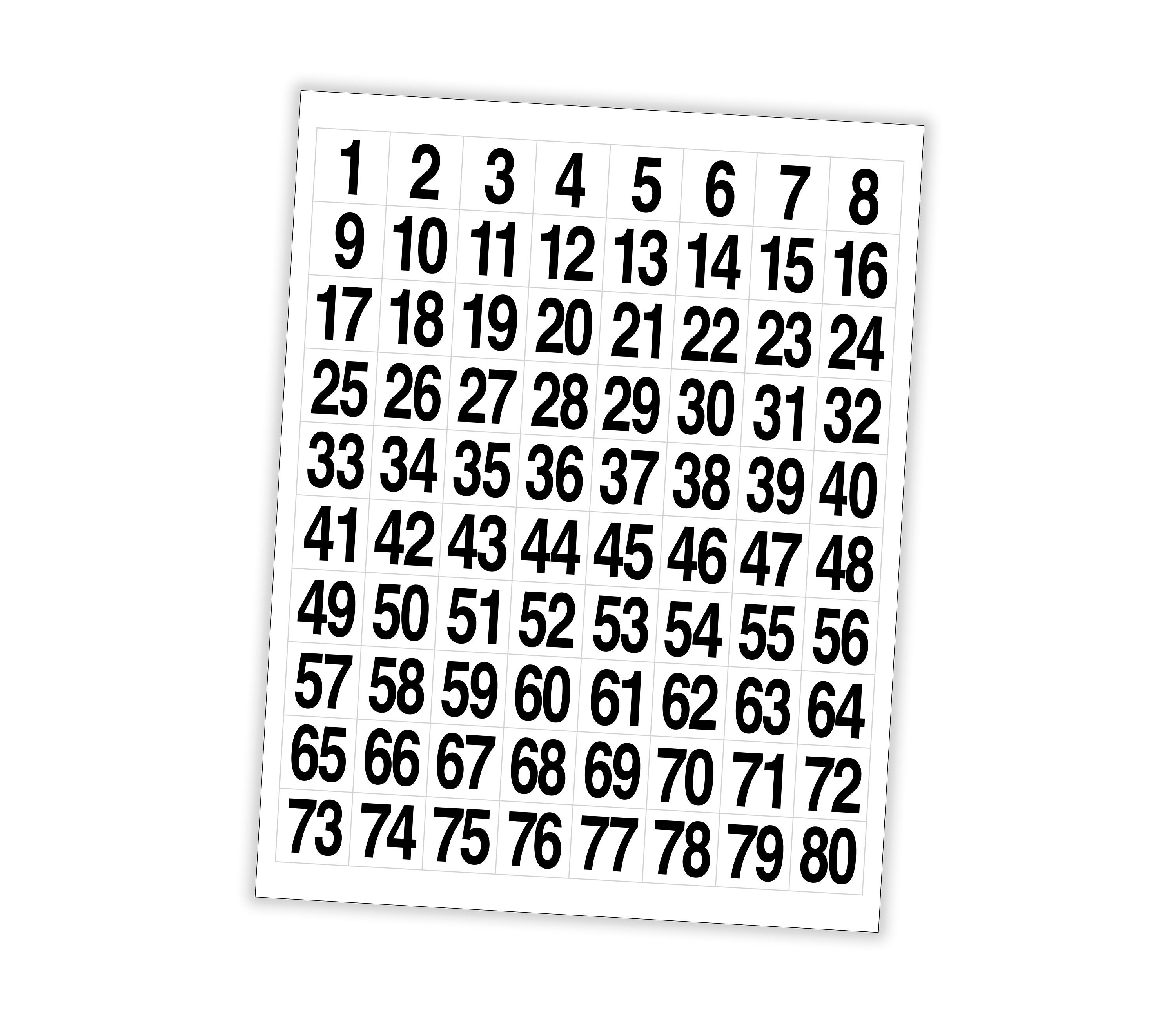 SQUARE NUMBERS 180 STICKERS Sequential, 1 Square Labels