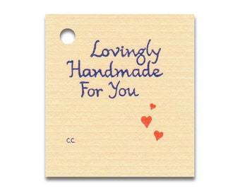 LOVINGLY HANDMADE For You Hang Tags, Price Tags & Strings Included - Size: Small ~ Perfcet For Craft Shows ~ Tags for Handmade Items