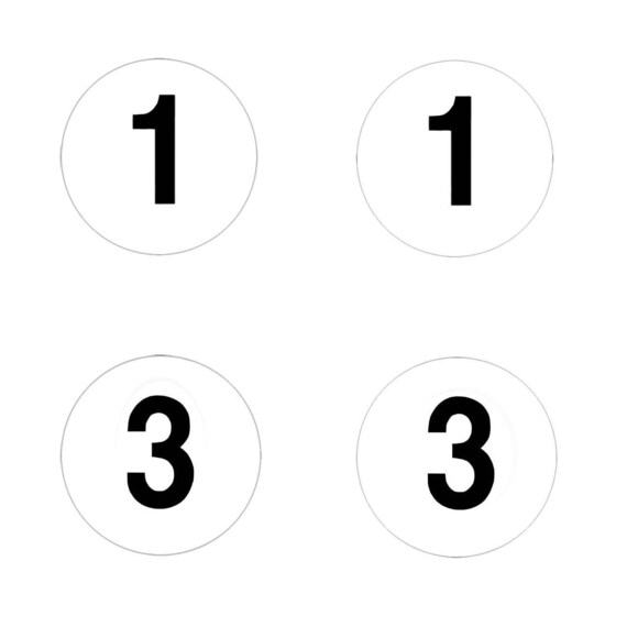 10x STICKERS NUMBERED #1-#15 Sequential White~Tiny 1/2