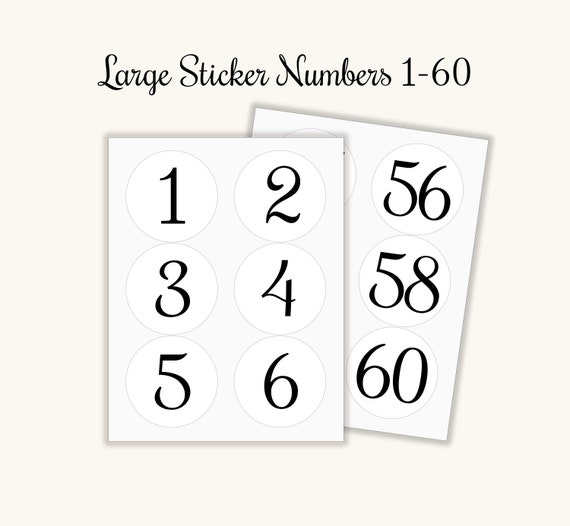 NUMBERS 160 STICKERS Sequential, Large 3-1/3 Circle Labels