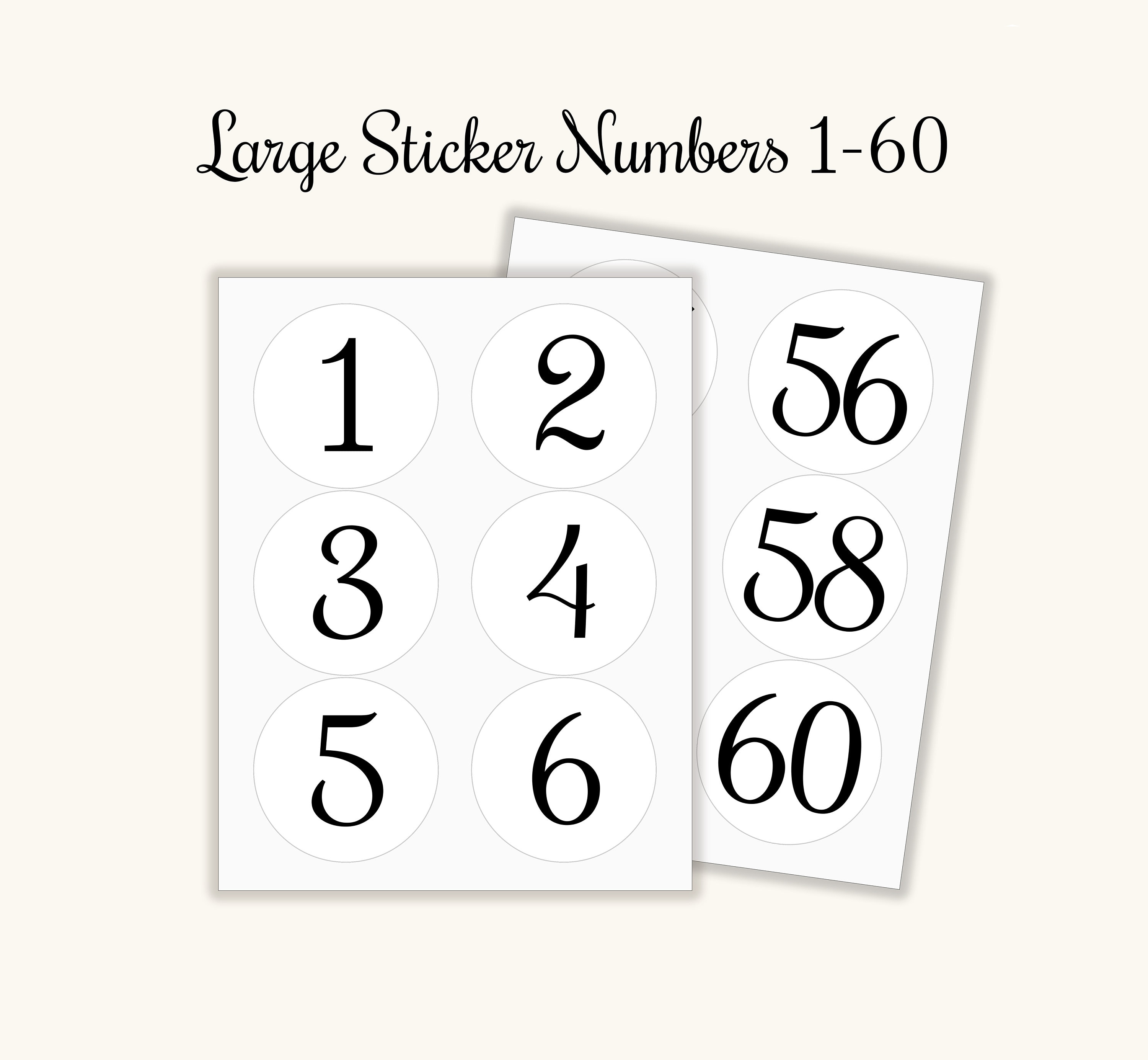 NUMBERS 160 STICKERS Sequential, Large 3-1/3 Circle Labels Consecutive,number  Sticker,self Adhesive Label,peel and Stick,auction Numbers 