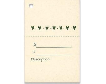 2-part HEARTS Hang Tags, Price Tags, for Gifts & Crafts,String Tags,Perforated Tags,Vendor Tags,Craft Show Tags, Gift Tags,Shop Tags