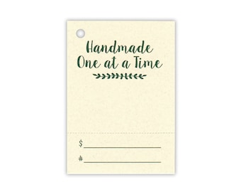 Handmade One At a Time 2,Hang Tags,Price Tags,String Tags,Perforated Tags,Vendor Tags,Hangtags,Product Tags,Merchandise Tags,Gift Tags