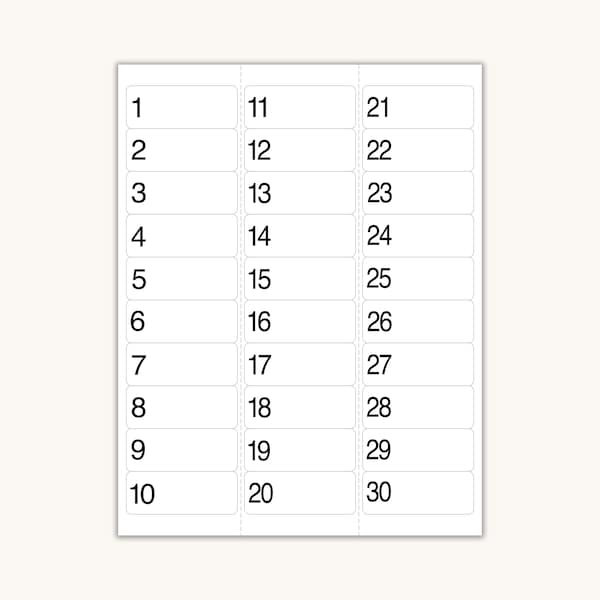 Consecutive Number Stickers Etsy