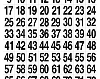 SQUARE NUMBERS #1-#80 STICKERS Sequential, 1