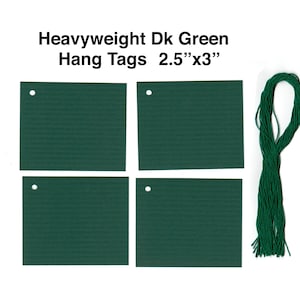 50 etiquetas penduradas verdes Dk em branco, tamanho 2,5&quot; x 3&quot; cartolina pesada, escolha de cordas de cores, etiquetas de preço, etiquetas de fornecedores, etiquetas de cordas, etiquetas de produtos, etiquetas de favor