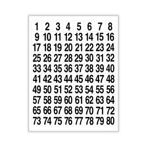 SQUARE NUMBERS #1-#80 STICKERS Sequential, 1&quot; Square Labels,Consecutive,Number Stickers,Self Adhesive Label,Planner Stickers,Bujo Stickers