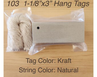 103 1-1/8"x3" BLANK KRAFT Hang Tags & Strings,Vendor Tags,Blank Tags,Favor Tags,Craft Tags,Gift Tags,Wedding Tags,Craft Show Tags,Shop Tags