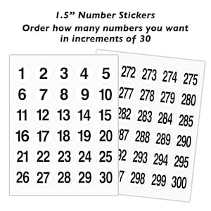 NUMMERS #1-#300 STICKERS Opeenvolgend, 1-1/2" cirkellabels opeenvolgend, nummersticker, zelfklevend etiket, loslaten en plakken, zelfklevende stickers