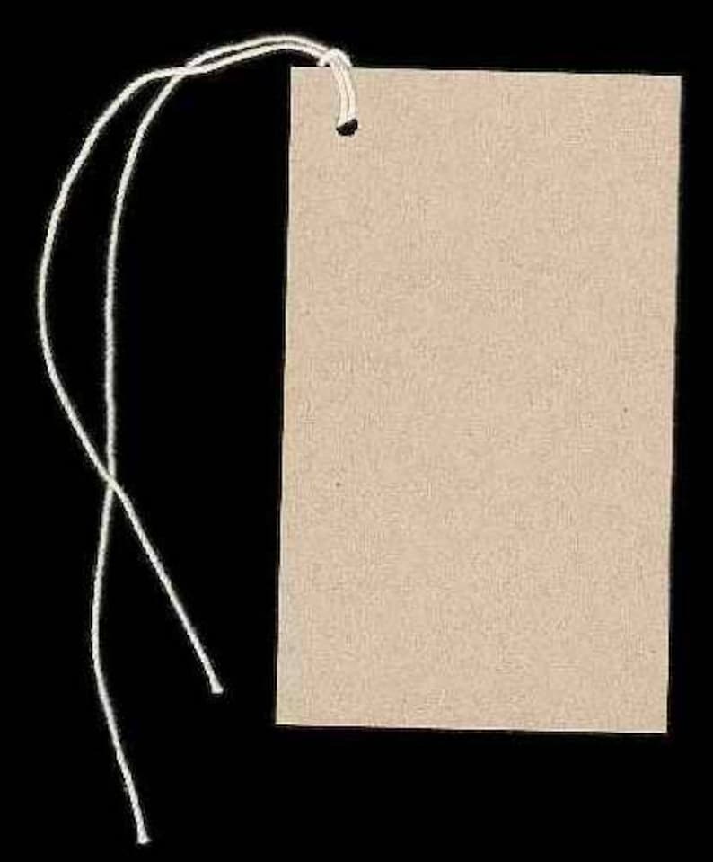 300 Lg BLANK KRAFT Hang Tags /& Strings Size 2-18 x 3-58