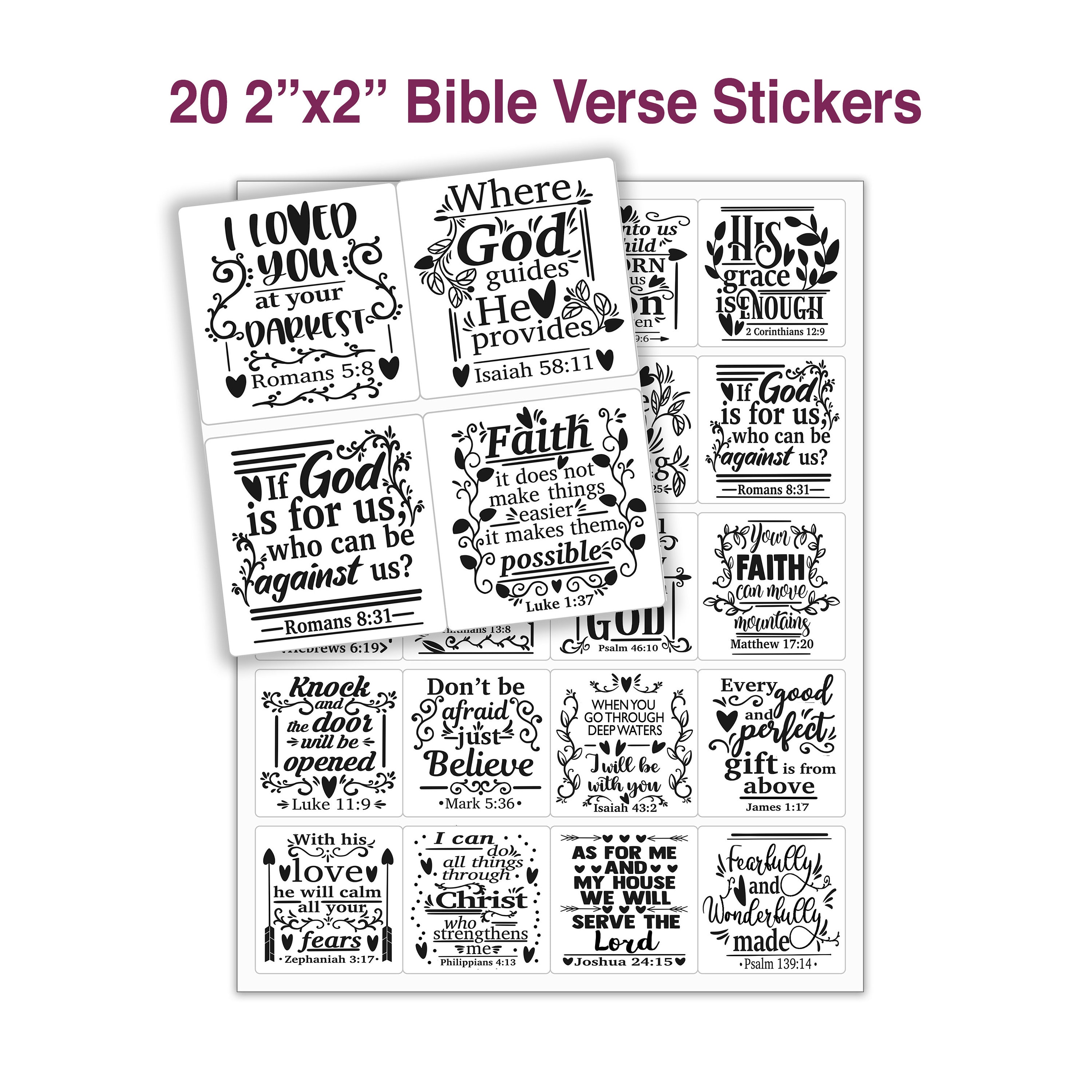 2 Sheet Religious Inspirational Bible Stickers Christian Daily Stickers