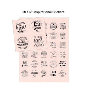 30 PINK INSPIRATIONAL 1.5&quot; Stickers,Inspirational Planner Stickers,Inspirational Stickers,Quote Stickers,Motivational Stickers,Bujo Stickers