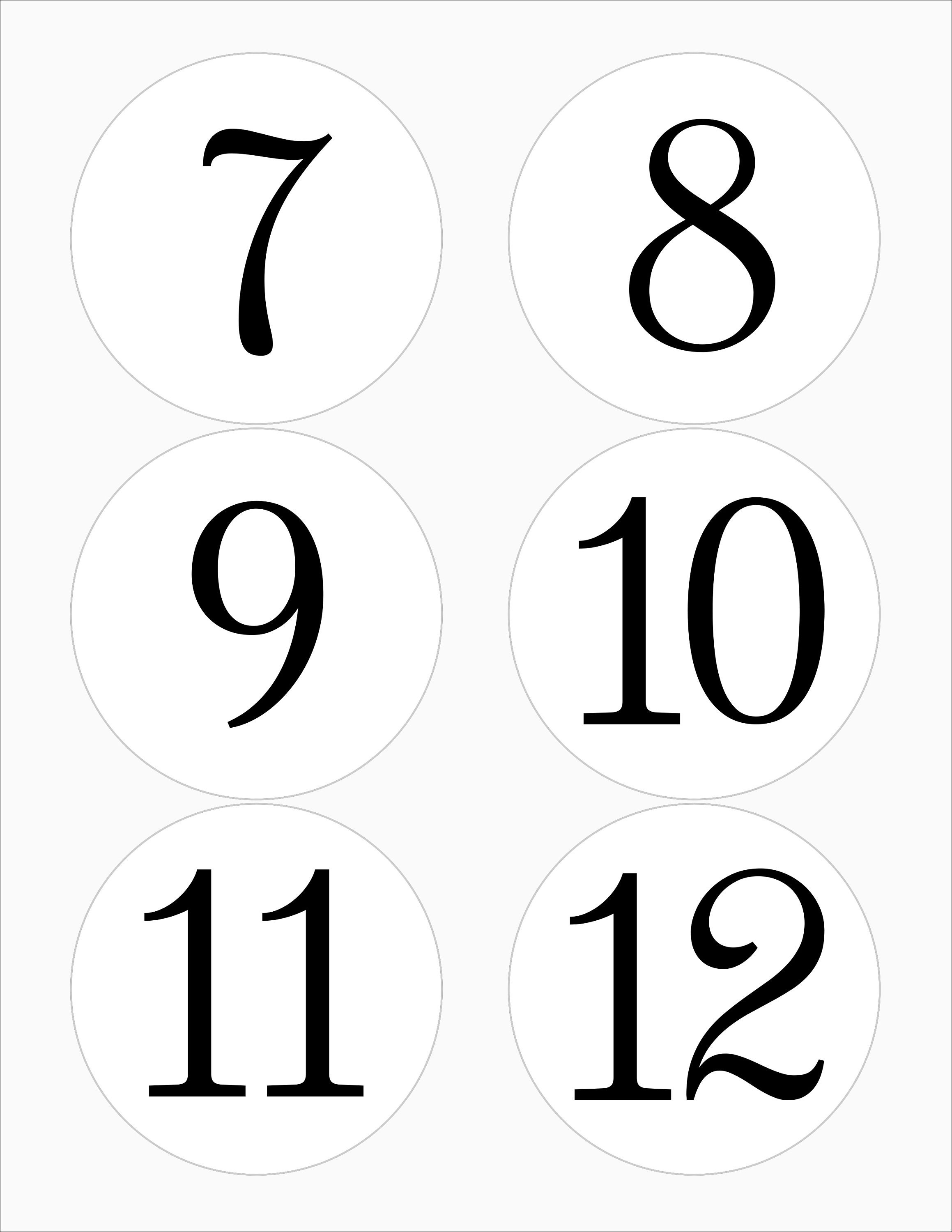 Increments of 6-STICKER NUMBERS 1102,large 3-1/3 Circle Labels