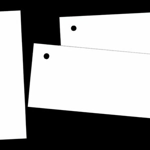 100 BLANK WHITE Aufhängeanhänger & Strings. Größe 1-3/8"x 2-3/4".