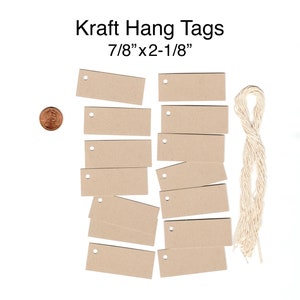 Puste etykiety Kraft, rozmiar 7/8" x 2-1/8", etykiety rzemieślnicze, etykiety prezentowe, etykiety sprzedawcy, etykiety cenowe, etykiety z papieru Kraft, etykiety ślubne, etykiety sznurkowe, etykiety sprzedawcy