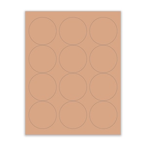 Autocollants ronds KRAFT BRUN VIERGES de 2,5 pouces pour imprimantes à jet d’encre et laser. Taille: Feuilles standard 8-1 / 2 « x11 », étiquettes de mise en conserve, autocollants en vrac