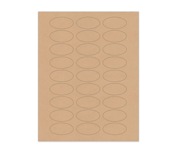1"x 2" OVAL STICKERS Blank Brown KRAFT for Inkjet & Laser Printers. Size: 8-1/2"x11" Standard Sheets,Blank Oval Stickers.Mason Jar Labels