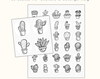 30 CACTUS 1.5" Stickers,Cactus Planner Stickers,Cactus Stickers,Bujo Cactus Stickers,Succulent Stickers,Journal Stickers,Cactus Sticker