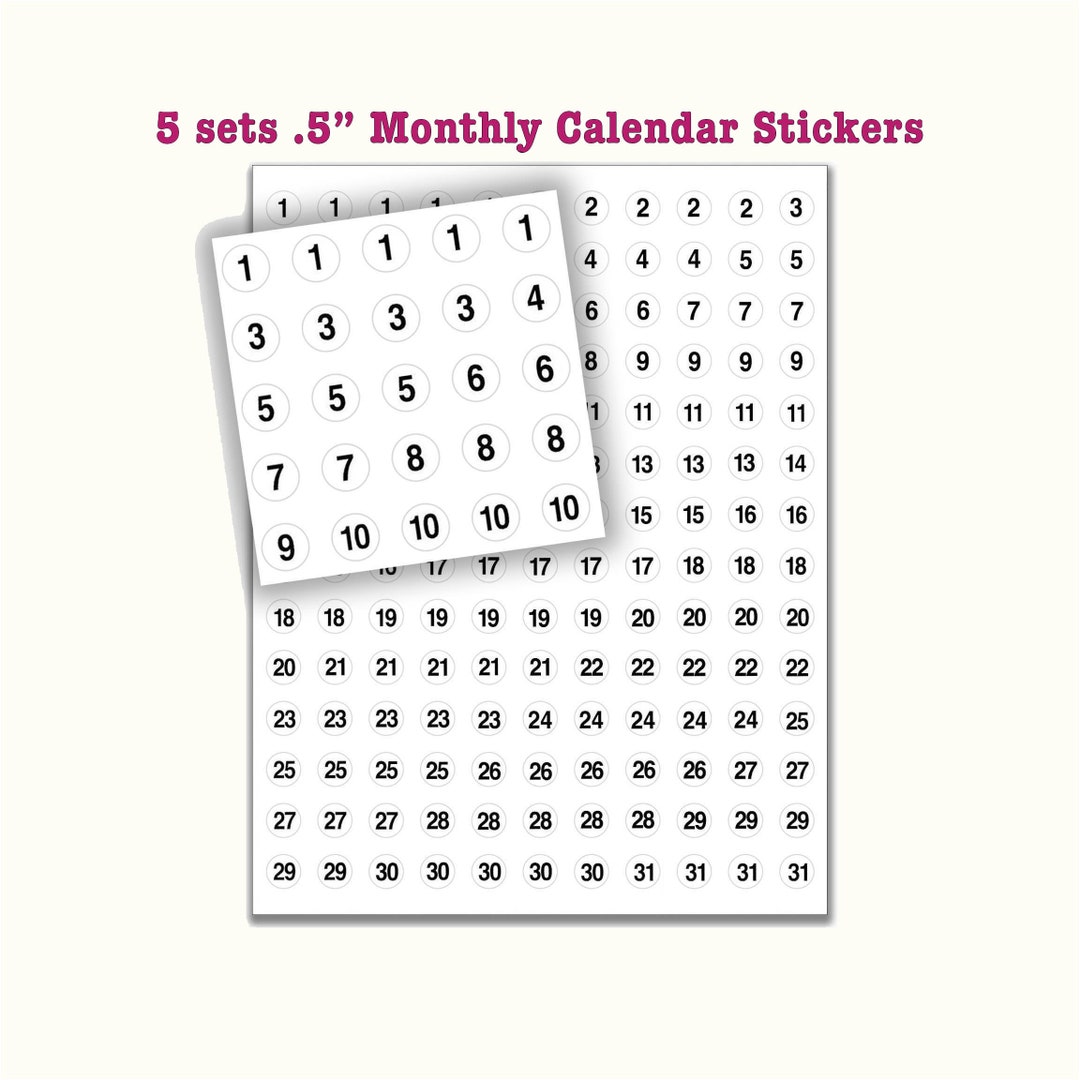 Calander Labels PLANNER DATE Stickers,tiny White 1/2
