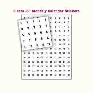 PLANNER DATE Stickers,Tiny White 1/2&quot; Circle Labels,Number Stickers,Calendar Stickers,Date Dot Stickers,Journal Numbers,Date Sticker