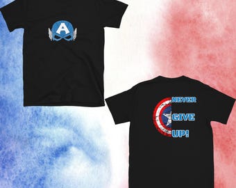 Captain America T-Shirt: Never Give Up - Vaterländisches Grafik-T-Shirt