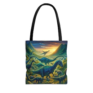 Dinosaur Tote Bag: Adventure Wildlife. option personalize with name.