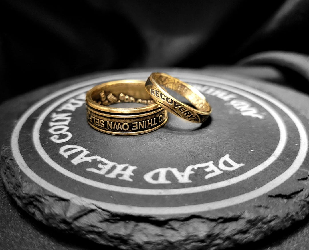 Addiction Recovery Rings Addicted to You His and Her Recovery Coin Rings - Etsy