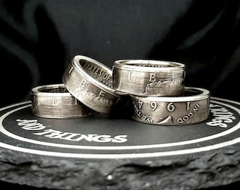 900 Silver Vintage 1964 Kennedy Half Dollar Coin Key Chain Ring - Etsy