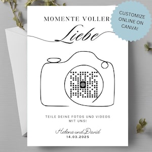QR code wedding photos, personalize, digital Canva template, wedding sign, template for printing