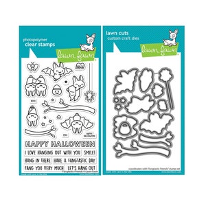 Fangtastic Bats Stamps and Dies Metal Cutting Dies Halloween Bats  Halloween Stamps Lawn Fawn Halloween Card Stamps Halloween Dies