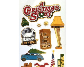 A Christmas Story Stickers Scrapbook Stickers A Christmas Story Movie Foiled Stickers Leg Lamp Sticker Oh Fudge Triple Dog Dare