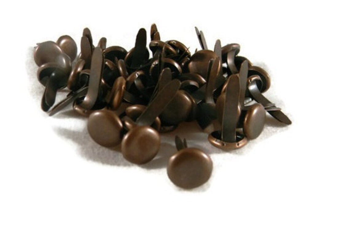 Antique Copper Brads Large Round Brads Bronze Paper Etsy