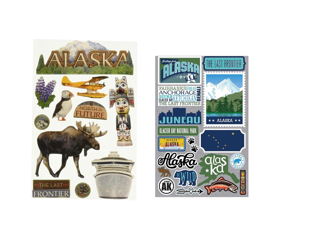 Alaska Stickers State of Alaska Travel Scrapbook Stickers Cruise ...