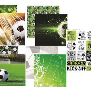 Lets Play Soccer Collection Sports Scrapbook Papers & Stickers - Individual or Page Kit by Reminisce