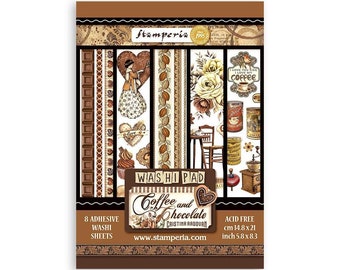 Coffee and Chocolate Washi Pad Sheets Chocolate Stickers Coffee Stickers